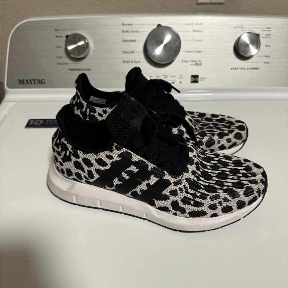 Adidas Women’s Black & White Leopard Knit Running Shoes